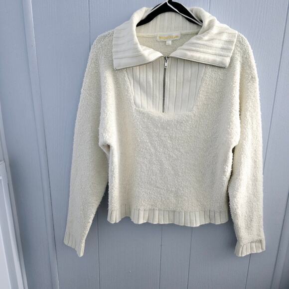 Sugar Moon Sweaters - Sugar Moon Wool Blend Quarter Zip Sweater Size L – Cozy, Minimalist, Winter